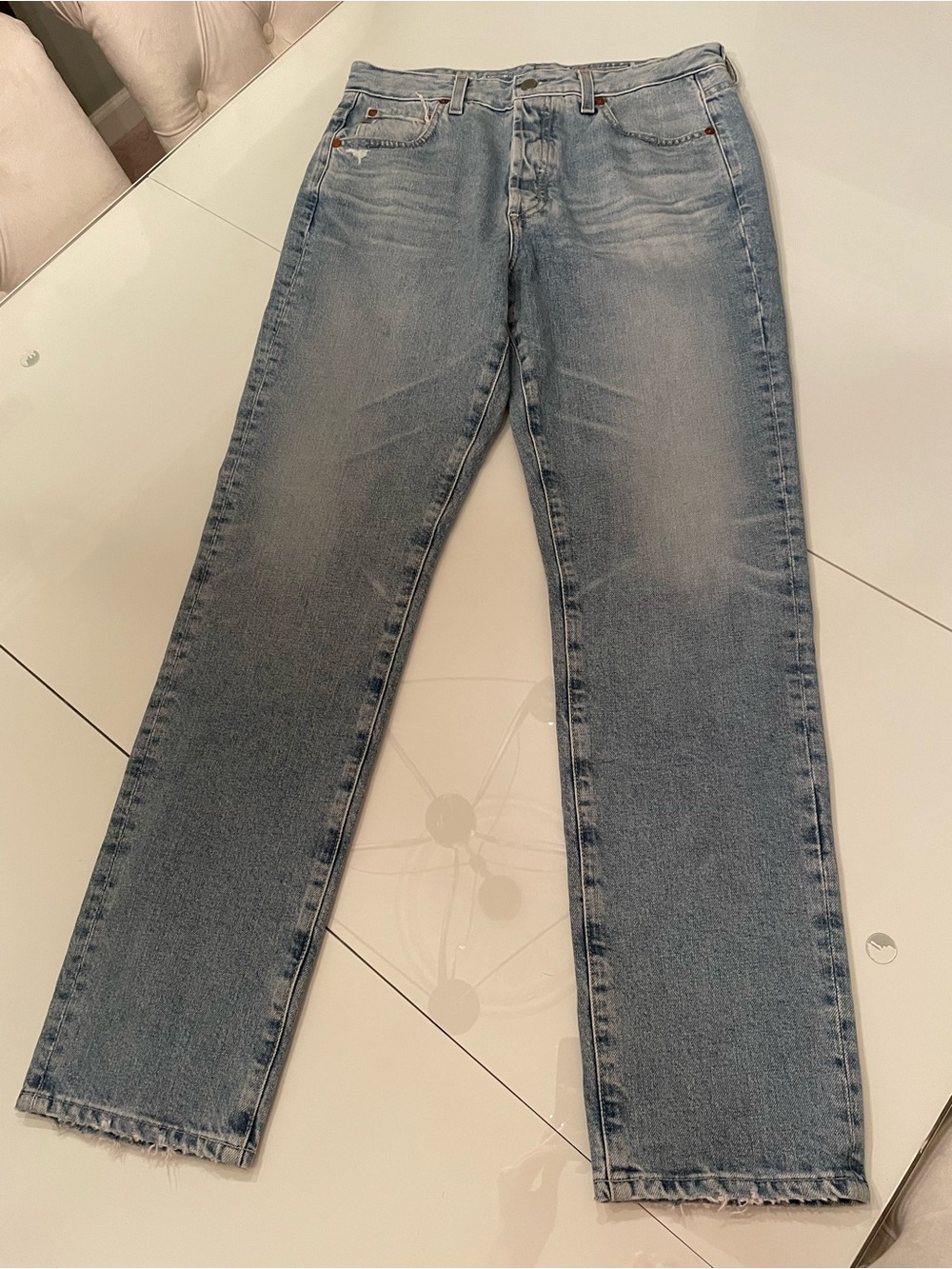Ag Adriano Goldschmied Women's High-Rise Light Blue Straight Jeans